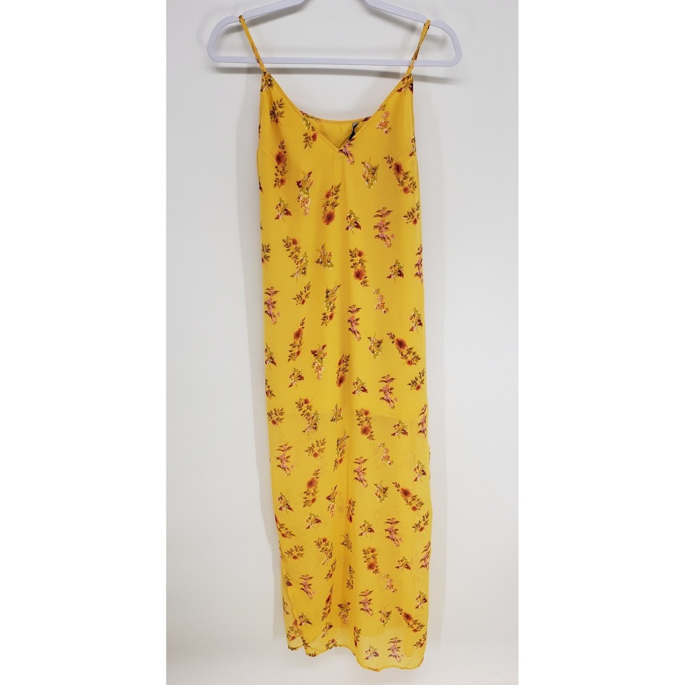 Walter‎ Baker Floral Maxi Dress Size 6 Yellow Sleeveless Side Slit Slip Sundress